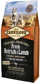 Сухой корм для взрослых собак мелких пород Carnilove Fresh со страусом и ягненком 6 кг (8595602527496)