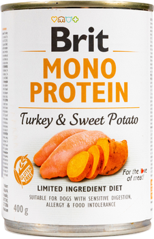 Влажный корм для собак Brit Mono Protein с индейкой и бататом 400 г (8595602529759)