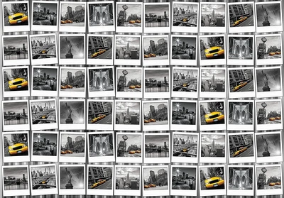 Флизелиновые фотообои в коридор Черно-белый коллаж с видами города Нью-Йорка (10464V)+клей