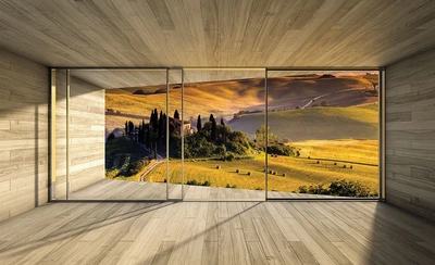 3d флизелиновые фотообои природа 254x184 см Вид - Тоскана ракурс из окна (3312V4) +клей