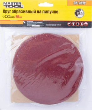 Круг шлифовальный на липучке 125 мм зерно 180, 10шт MASTERTOOL GM (08-2518)
