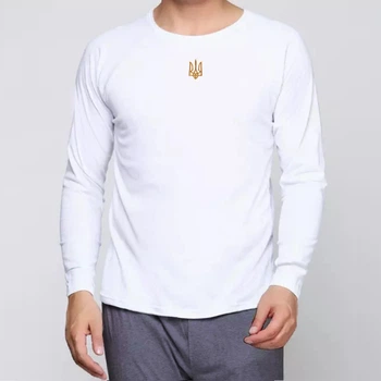 Чоловічий реглан з вишивкою Ladan Тризуб 52 Білий (FD2-TRYZYBGOLD-WHITE)