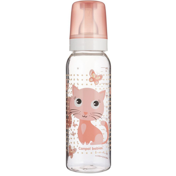 Пляшка з малюнком колекція "Веселі звірята Котик" 250 мл Canpol Babies BPA FREE (5903407118413)
