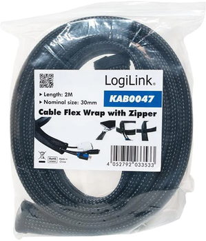 Organizer kabli LogiLink elastyczny z suwakiem 2 m (KAB0047)