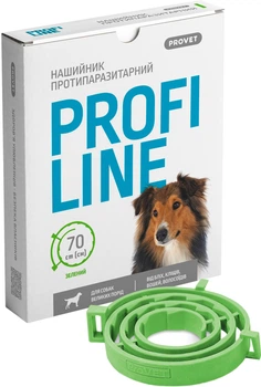 Ошейник от блох и клещей ProVET Profiline для больших пород собак (инсектоакарицид) 70 см Зеленый (4823082431014)