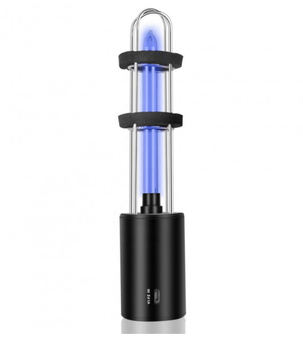 Портативна перезаряджається лампа UV з вбудованою батареєю + лампа дезінфекції стерилізатора озону USB для автомобіля/кухні/кабінету взуття/wc/гардеробу/готелі чорна 5W