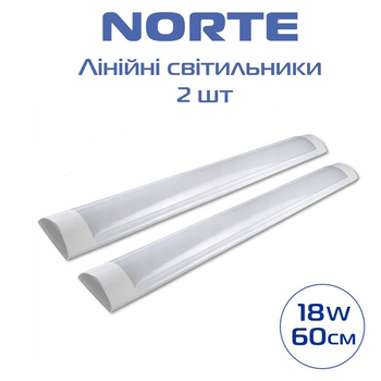 Комплект линейных светильников 1-NLP-1302 18W 60 см 6500К ІР20 ТМ NORTE (2 шт)