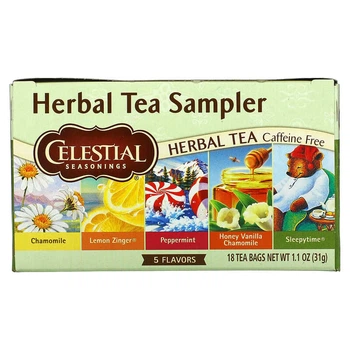 Набір трав'яних чаїв без кофеїну Celestial Seasonings 5 ​​смаків 18 чайних пакетиків 30 г (1 унція)