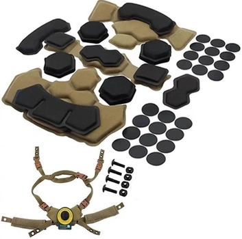 Підвісна система з захисними протиударними подушками для військового шолома Койот