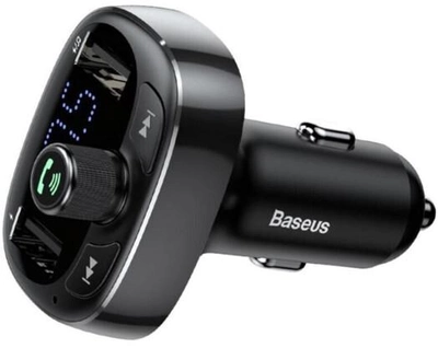 Transmiter FM Bluetooth Baseus T-Typed S-09 Bluetooth MP3 Car Charger 2.4 A 2 USB Black (6953156278721)