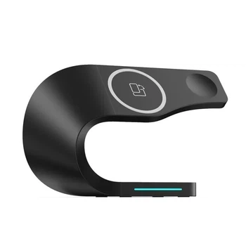 Беспроводная зарядная подставка 4в1 VIKEFON 15 Вт для IPhone, AirPods, Apple Watch, черная (72942682)