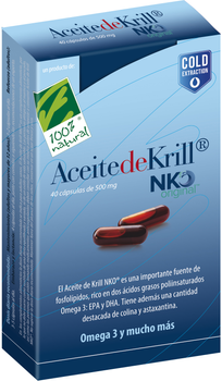 Suplement diety 100% Natural Aceite De Krill Nko 500 mg 40 kapsułek (8437008750385)
