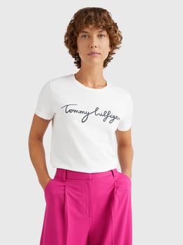 Koszulka damska bawełniana Tommy Hilfiger WW0WW24967-100 M Biała (8719857912955)