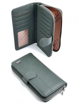 Кошелек кожаный женский темно-зеленый LR-W-600022