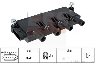 Катушка зажигания EPS 1970423 Fiat 500, Punto, Panda, Grande Punto, Doblo; Ford KA 55200112, 55208723, 1535713