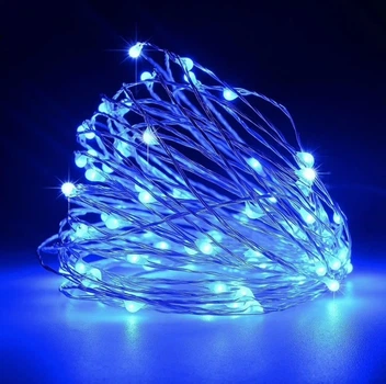 Гирлянд 50 Led Copper на медной проволоке капля росы от батареек+USB Синий 5 м (SH7710522)