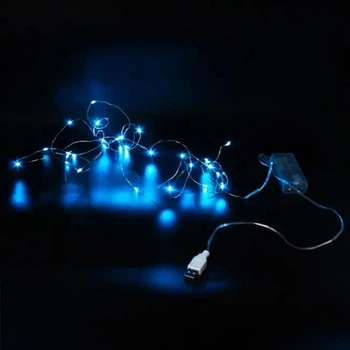 Гирлянд 30 Led Copper на медной проволоке Капля росы от батареек+USB Синий 3 м (30LEDRSLGRLND4) FG22