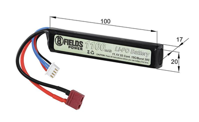 Акумулятор Li-Po 1100mAh 11,1 V 15/30C T-connect[8FIELDS] (для страйкболу)