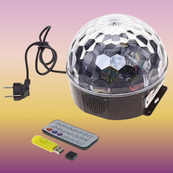 Светодиодная диско лампа музыкальный диско-шар Musik Ball ART-212 с Bluetooth и MP3 флешка + пульт