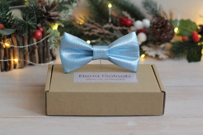 Краватка-метелик Elena Goloob New Year one size Блакитне срібло