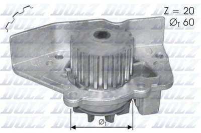 Водяной насос DOLZ N406 Citroen Xsara; Peugeot 406, 306 120198, 1611897080, E111249