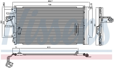 Радіатор кондиціонера NISSENS 94667 Volkswagen Touareg; Audi Q7; Porsche Cayenne 7L0820411G, 95557311105, 95557311104