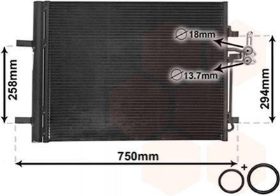 Кондиціонер радіатор Van Wezel 18005427 Ford S-Max, Mondeo, Galaxy; Volvo S80, S60, V60, XC70, V70; Land Rover Freelander, Range Rover, Discovery 1405365, 1437112, 1710241