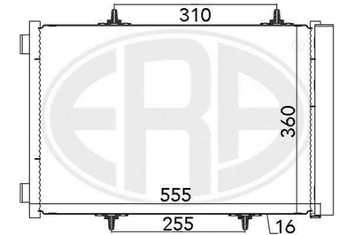 Радиатор кондиционера ERA 667025 Peugeot 207, 208, 2008; Citroen C4, DS3, C3, C2 6455EK, 6455HF, 6455HG