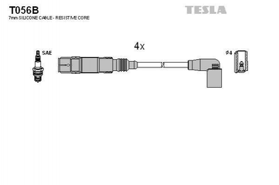 Провода высоковольтные TESLA T056B Volkswagen Polo, Golf, Touran, Caddy, Jetta; Skoda Rapid, Yeti, Fabia, Roomster, Octavia; Seat Ibiza, Leon, Toledo; Audi A3, A1 03F905409, 03F905409A, 03F905409B