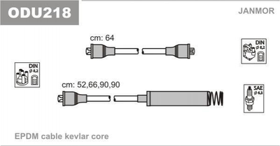 Провода высоковольтные Janmor ODU218 Opel Vectra 1612482, 1612502, 1612503