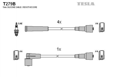 Провід високовольтні TESLA T279B Opel Omega, Frontera 1612492