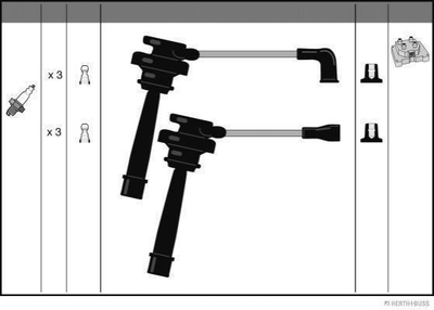 Провода высоковольтные JAKOPARTS J5385019 Mitsubishi Pajero MD173402, MD338249, MD371794