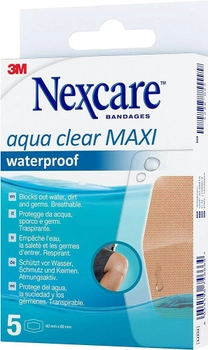 Plastry medyczne są wodoodporne 3M Nexcare Aqua Clear Maxi Waterpoof 5 szt (4054596746664)