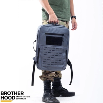 Рюкзак для дронов защитный тактический универсальный для силовых структур Brotherhood Серый M 16л (OPT-39001)