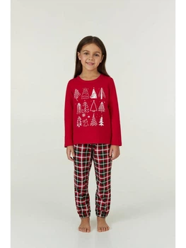 Пижама для девочки начес новогодняя Рождественское настроение Ellen&nbsp;Family look Merry Christmas 03k 104 см Красный