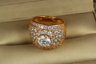 Кольцо Xuping Jewelry бочонок с камнями р 18 золотистое