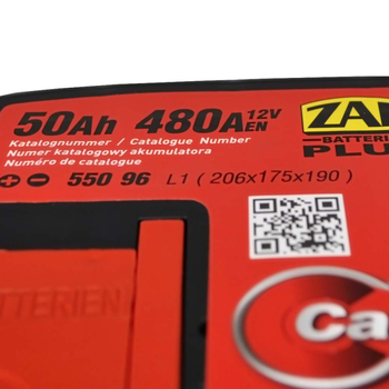 Автомобільний акумулятор ZAP Plus 50Ah 480A L+ (лівий +) L1 (550 96) ZAP