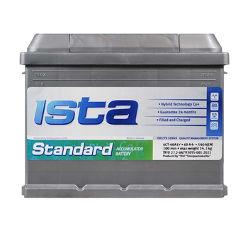 Автомобільний акумулятор ISTA Standard 60Аh 540А R+ (правий +) L2 ISTA