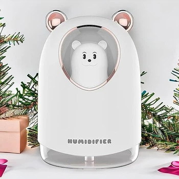 Ультразвуковой увлажнитель воздуха и ночник Nano Humidifіers Bear USB ЮСБ диффузер медведь, 300 мл, Белый