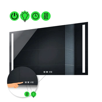 LED-зеркало 80x60см, с двумя сенсорами, часами и подогревом, модель Adelita (Adelitag28)