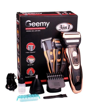 Аккумуляторная машинка для стрижки Geemy Gm-595 3 в 1 тример для стрижки волос и бороды бронзовая (YС1148)