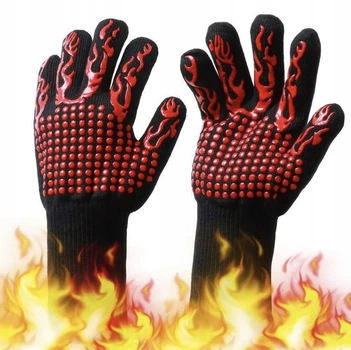 Термостійкі вогнеупорні рукавички до 800 °C Gorillas BBQ для барбекю BBQ Gloves чорні