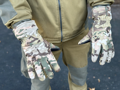 Зимние перчатки тёплые Tactic тактические перчатки софт шел утепленные, перчатки soft shell Multicam (M)