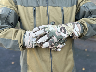 Зимові рукавички теплі Tactic тактичні рукавички софт шел утеплені, рукавички soft shell Multicam (L)