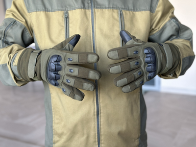 Тактические полнопалые перчатки Tactic армейские перчатки с защитой костяшек размер L цвет Олива (pp-olive-mex-L)