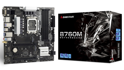 Материнська плата LGA1700, Biostar B760MZ-E PRO, B760, 4xDDR5, Int.Video(CPU), 4xSATA3, 2xM.2, 1xPCI-E 16x 4.0, 1xPCI-E 16x 3.0, 1xPCI-E 1x 3.0, ALC897, RTL8125B, 6xUSB3.2/6xUSB2.0, VGA/DVI-D/HDMI/DP, Micro ATX