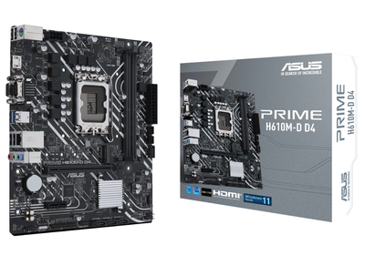 Мат.плата LGA1700, Asus PRIME H610M-D D4, H610, 2xDDR4, Int.Video(CPU), 4xSATA3, 1xM.2, 1xPCI-E 16x 4.0, 1xPCI-E 1x 3.0, ALC997, GLan, 3xUSB3.2/5xUSB2.0, VGA/HDMI, MicroATX