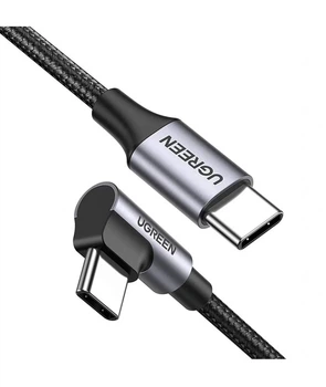 Кабель угловой Ugreen US255 USB Type-C to USB Type-C 60W 0.5 м Черный (50122)