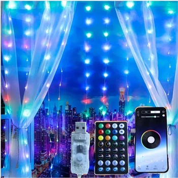 Светодиодная Smart LED Гирлянда штора 3х3 метра 200 Led Lights, WiFi+Bluetooth, IP44