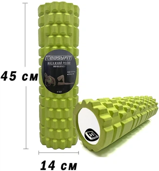 Масажний ролик-валик для МФР та йоги EasyFit Grid Roller v2.1 45 см ролер-масажер для спини, ніг, рук та шиї EF-2027-GN Салатовий (56000953)